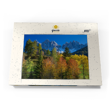 Blick zur Geislergruppe (3025m), Naturpark Puez-Geisler, Villnösstal, Trentino-Südtirol 1000 Puzzle Schachtel Ansicht3