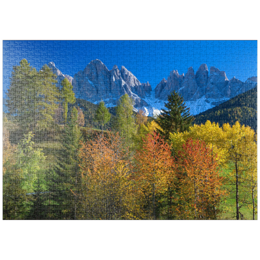 puzzleplate Blick zur Geislergruppe (3025m), Naturpark Puez-Geisler, Villnösstal, Trentino-Südtirol 1000 Puzzle