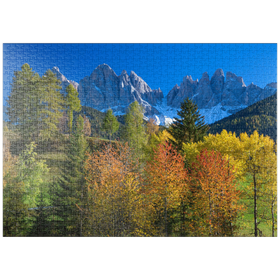 Darstellung des Puzzle Motivs Blick zur Geislergruppe, Naturpark Puez-Geisler, Villnösstal, Südtirol - Puzzleteile: 1000