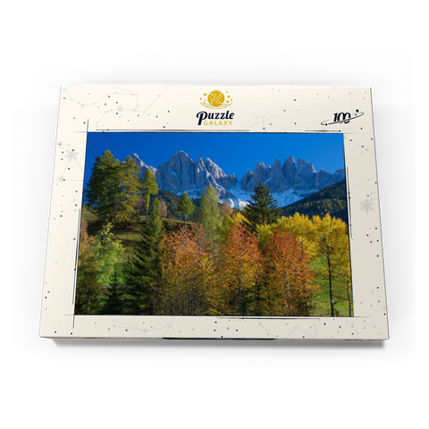 Blick zur Geislergruppe (3025m), Naturpark Puez-Geisler, Villnösstal, Trentino-Südtirol 100 Puzzle Schachtel Ansicht3