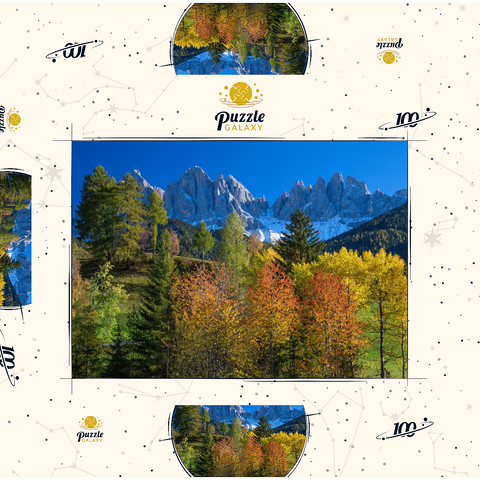 Blick zur Geislergruppe (3025m), Naturpark Puez-Geisler, Villnösstal, Trentino-Südtirol 100 Puzzle Schachtel 3D Modell