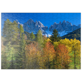 Darstellung des Puzzle-Motivs Blick zur Geislergruppe, Naturpark Puez-Geisler, Villnösstal, Südtirol – Puzzleteile: 200