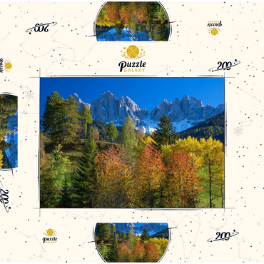 Blick zur Geislergruppe (3025m), Naturpark Puez-Geisler, Villnösstal, Trentino-Südtirol 200 Puzzle Schachtel 3D Modell