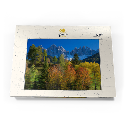 Blick zur Geislergruppe (3025m), Naturpark Puez-Geisler, Villnösstal, Trentino-Südtirol 500 Puzzle Schachtel Ansicht3