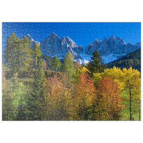 Darstellung des Puzzle-Motivs Blick zur Geislergruppe, Naturpark Puez-Geisler, Villnösstal, Südtirol – Puzzleteile: 500