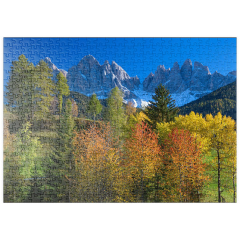 puzzleplate Blick zur Geislergruppe (3025m), Naturpark Puez-Geisler, Villnösstal, Trentino-Südtirol 500 Puzzle