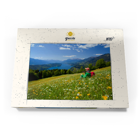 Blick auf den Millstätter See und Hohe Tauern, Kärnten, Österreich 1000 Puzzle Schachtel Ansicht3