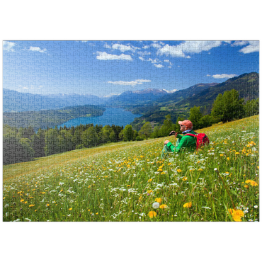 puzzleplate Blick auf den Millstätter See und Hohe Tauern, Kärnten, Österreich 1000 Puzzle