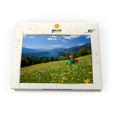 Blick auf den Millstätter See und Hohe Tauern, Kärnten, Österreich 100 Puzzle Schachtel Ansicht3