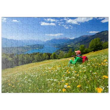 puzzleplate Blick auf den Millstätter See und Hohe Tauern, Kärnten, Österreich 200 Puzzle