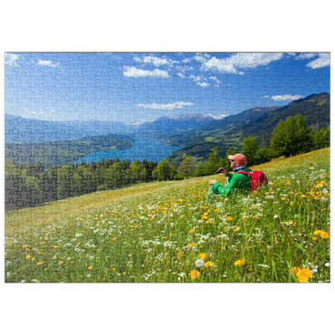 puzzleplate Blick auf den Millstätter See und Hohe Tauern, Kärnten, Österreich 500 Puzzle