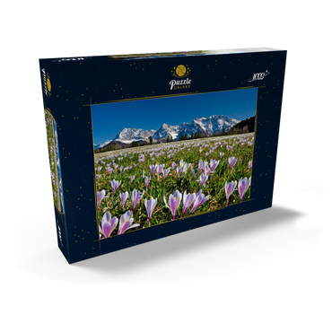 Krokuswiese bei Gerold mit Karwendelgebirge, Oberbayern 1000 Puzzle Schachtel Ansicht2