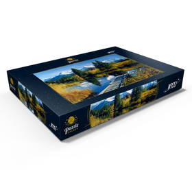Alternative Darstellung des Puzzle-Motivs Geroldsee gegen Karwendelgebirge bei Mittenwald, Oberbayern – Puzzleteile: 1000