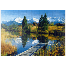 Darstellung des Puzzle-Motivs Geroldsee gegen Karwendelgebirge bei Mittenwald, Oberbayern – Puzzleteile: 1000