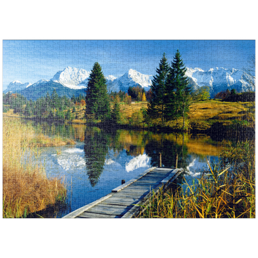puzzleplate Geroldsee gegen Karwendelgebirge bei Mittenwald, Oberbayern 1000 Puzzle