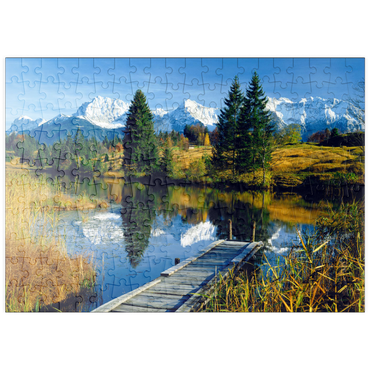 puzzleplate Geroldsee gegen Karwendelgebirge bei Mittenwald, Oberbayern 200 Puzzle
