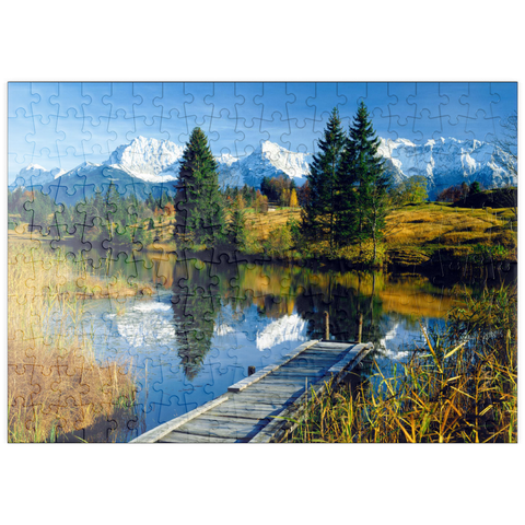 puzzleplate Geroldsee gegen Karwendelgebirge bei Mittenwald, Oberbayern 200 Puzzle