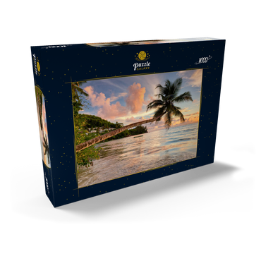 Palme am Strand von Baie Lazare, Westküste, Insel Mahe, Seychellen 1000 Puzzle Schachtel Ansicht2