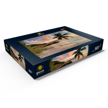 Palme am Strand von Baie Lazare, Westküste, Insel Mahe, Seychellen 500 Puzzle Schachtel Ansicht1