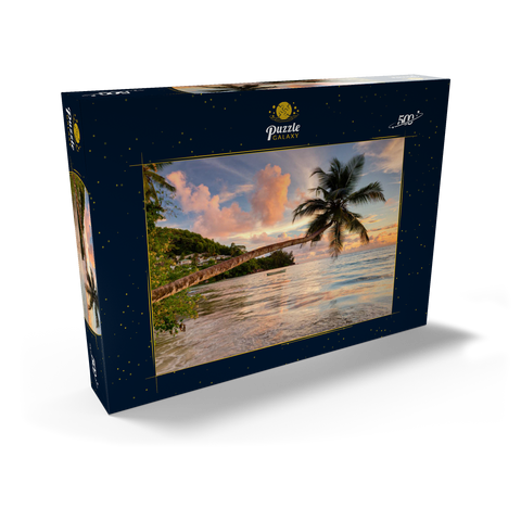 Palme am Strand von Baie Lazare, Westküste, Insel Mahe, Seychellen 500 Puzzle Schachtel Ansicht2