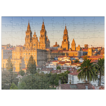 puzzleplate Kathedrale von Santiago de Compostela am Abend 100 Puzzle