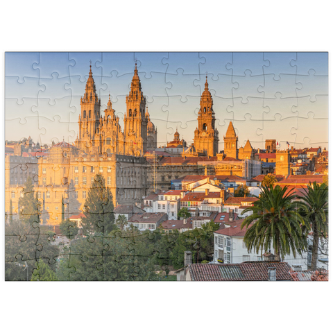 puzzleplate Kathedrale von Santiago de Compostela am Abend 100 Puzzle