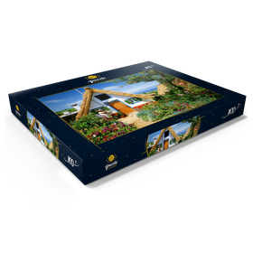 Darstellung des Puzzle Motivs Casas de Colmo, traditionelle Strohdachhäuschen, Madeira - Puzzleteile: 100