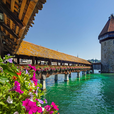 Kapellbrücke über die Reuss mit Wasserturm, Luzern, Schweiz 1000 Puzzle 3D Modell