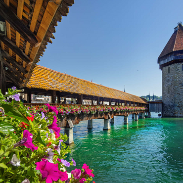 Kapellbrücke über die Reuss mit Wasserturm, Luzern, Schweiz 100 Puzzle 3D Modell