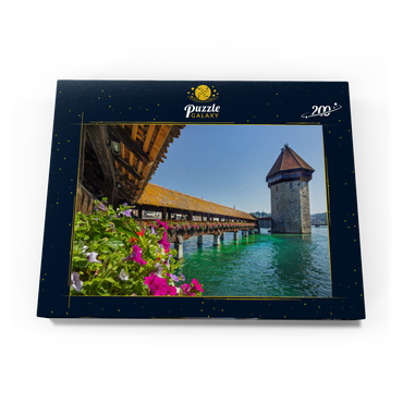 Kapellbrücke über die Reuss mit Wasserturm, Luzern, Schweiz 200 Puzzle Schachtel Ansicht3
