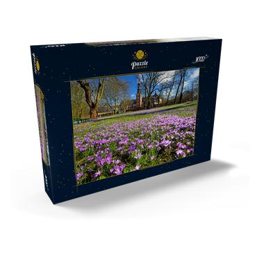 Krokusblüte im Schlosspark mit dem Schloss vor Husum 1000 Puzzle Schachtel Ansicht2