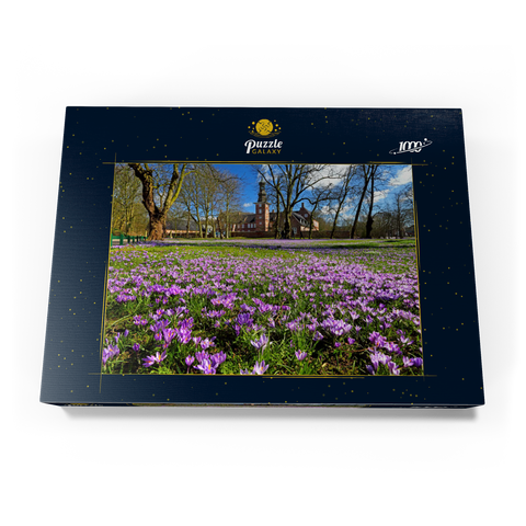Krokusblüte im Schlosspark mit dem Schloss vor Husum 1000 Puzzle Schachtel Ansicht3