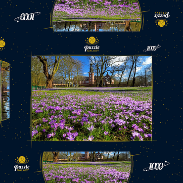 Krokusblüte im Schlosspark mit dem Schloss vor Husum 1000 Puzzle Schachtel 3D Modell
