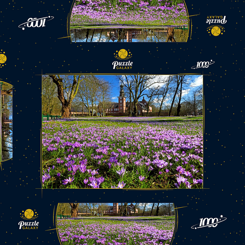 Krokusblüte im Schlosspark mit dem Schloss vor Husum 1000 Puzzle Schachtel 3D Modell