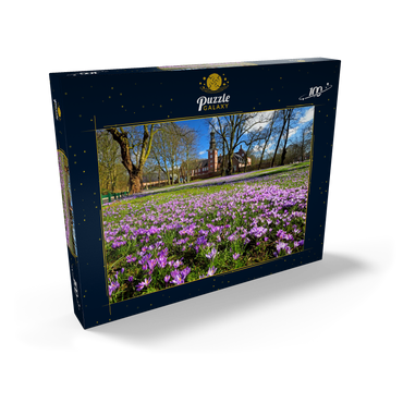 Krokusblüte im Schlosspark mit dem Schloss vor Husum 100 Puzzle Schachtel Ansicht2