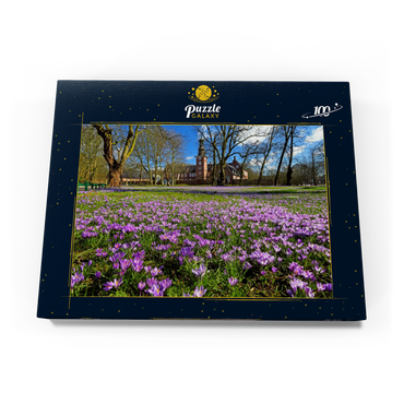 Krokusblüte im Schlosspark mit dem Schloss vor Husum 100 Puzzle Schachtel Ansicht3