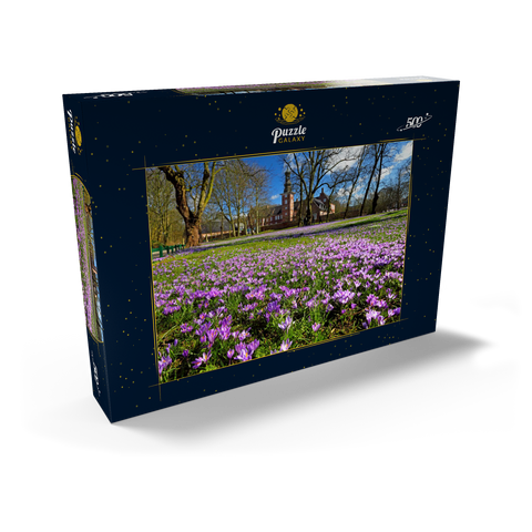 Krokusblüte im Schlosspark mit dem Schloss vor Husum 500 Puzzle Schachtel Ansicht2