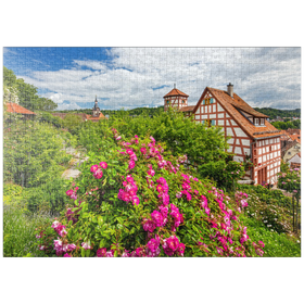 Darstellung des Puzzle-Motivs Rosengarten am Romschlössle in Creglingen, Taubertal – Puzzleteile: 1000