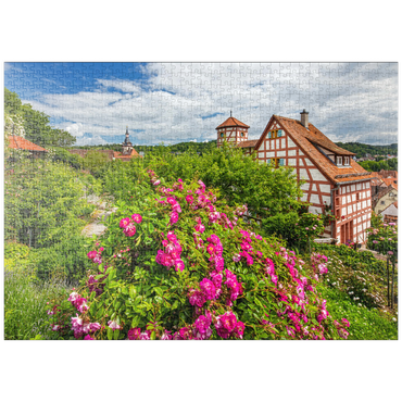 puzzleplate Rosengarten am Romschlössle in Creglingen, Taubertal 1000 Puzzle