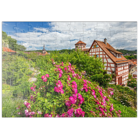Darstellung des Puzzle Motivs Rosengarten am Romschlössle in Creglingen, Taubertal - Puzzleteile: 100