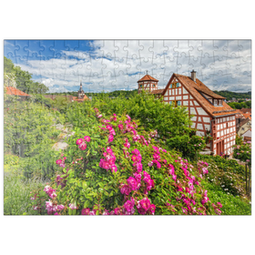 Darstellung des Puzzle Motivs Rosengarten am Romschlössle in Creglingen, Taubertal - Puzzleteile: 200