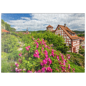 Darstellung des Puzzle Motivs Rosengarten am Romschlössle in Creglingen, Taubertal - Puzzleteile: 500