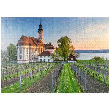 puzzleplate Abend an der Wallfahrtskirche Birnau bei Unteruhldingen am Bodensee 1000 Puzzle
