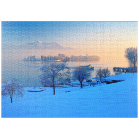 Darstellung des Puzzle-Motivs Blick von Gstadt am Chiemsee zur Fraueninsel – Puzzleteile: 1000