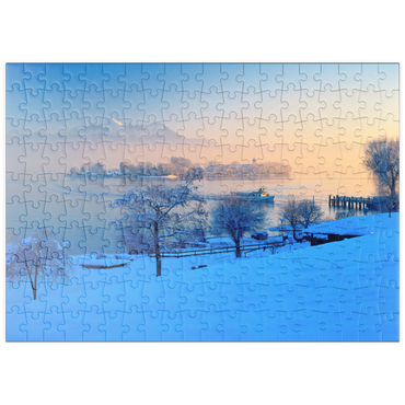 puzzleplate Blick von Gstadt am Chiemsee zur Fraueninsel 200 Puzzle