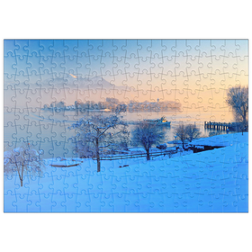 Darstellung des Puzzle Motivs Blick von Gstadt am Chiemsee zur Fraueninsel - Puzzleteile: 200