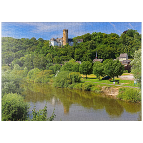 Darstellung des Puzzle-Motivs Burg Dehrn über der Lahn, Dehrn, Ortsteil von Runkel – Puzzleteile: 1000