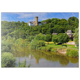 Darstellung des Puzzle Motivs Burg Dehrn über der Lahn, Dehrn, Ortsteil von Runkel - Puzzleteile: 100