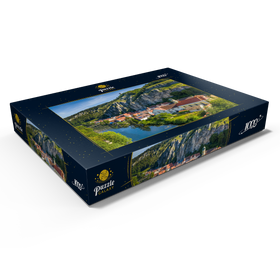 Alternative Darstellung des Puzzle-Motivs Ort Essing mit der Burg Randeck an der Altmühl – Puzzleteile: 1000