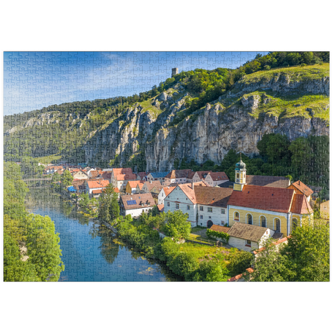 puzzleplate Ort Essing mit der Burg Randeck an der Altmühl 1000 Puzzle